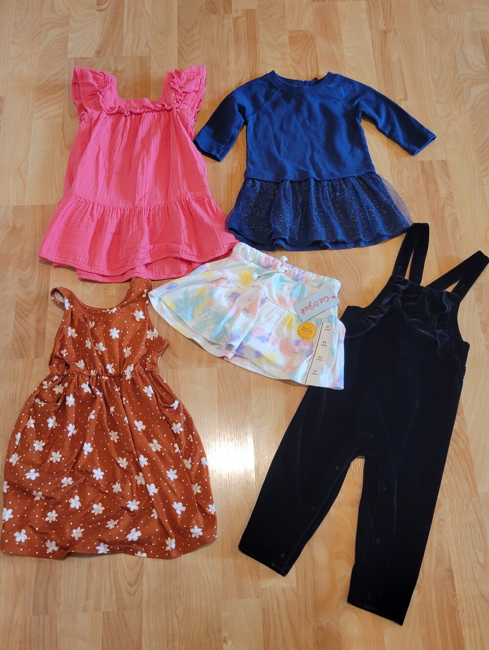 Toddler Girls 2T Clothing Bundle Dress Skort Overalls